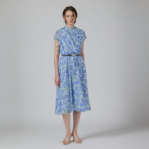 【手洗い可】PLATINE Dot flower プリント カシュクール ワンピース