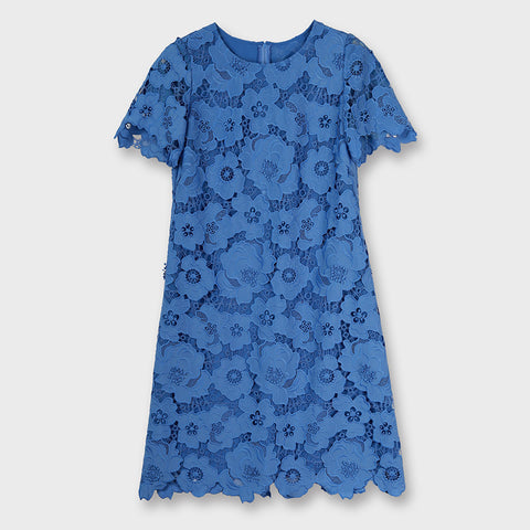 Comfortable Clothes 総レース スカラップ Aライン ワンピース