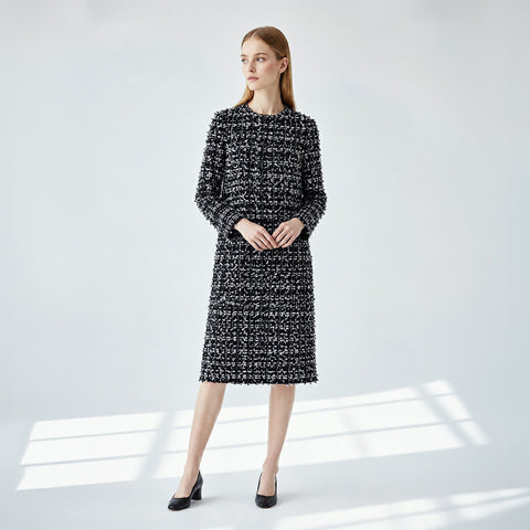 Update Clothing モノトーン ファンシーツイード 2WAY ワンピース