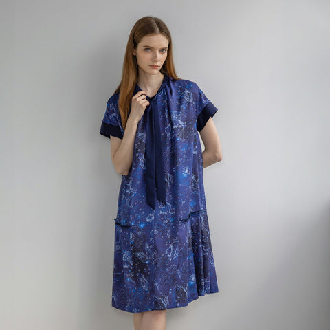 Comfortable Clothes ロマンティック ホロスコープ プリント ボウタイ ワンピース