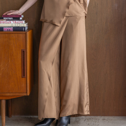 New Standard & New Basic シルキータッチ ラップデザイン ワイドパンツ