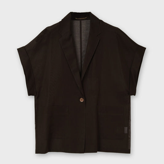 【手洗い可】PLATINE Sheer cotton フレンチスリーブ ジャケット
