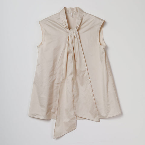 【手洗い可】PLATINE Bright lawn リボンブラウス