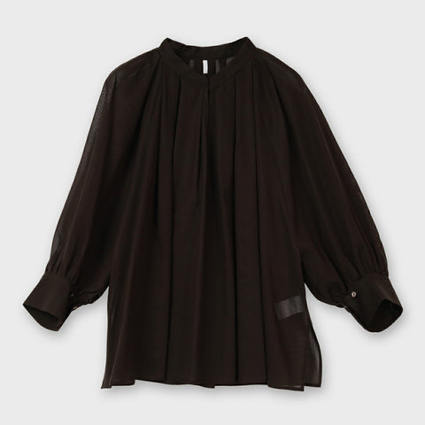 【手洗い可】PLATINE Sheer cotton タックブラウス