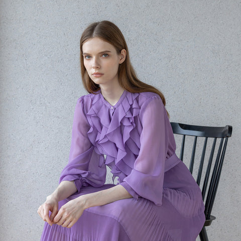 【手洗い可】PLATINE sheer georgette ラッフルフリル ブラウス