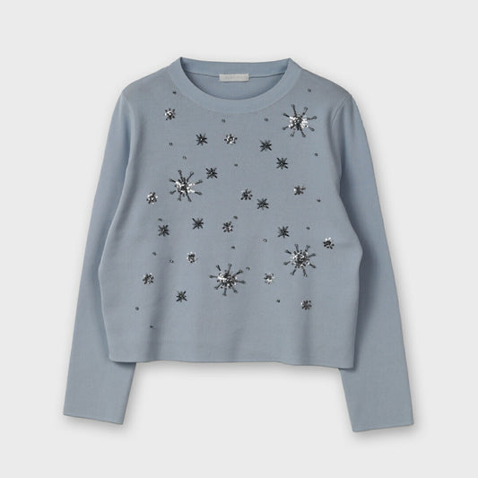 PLATINE Shiny bijou Knit クルーネック プルオーバー