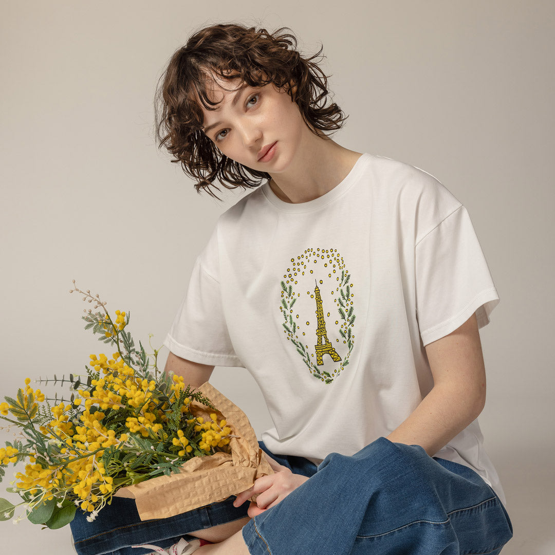 手洗い可】エッフェル塔×ミモザ オリジナル Tシャツ – 銀座マギー公式