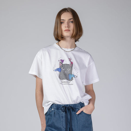 【手洗い可】猫プリント 接触冷感 オーバーサイズ Tシャツ
