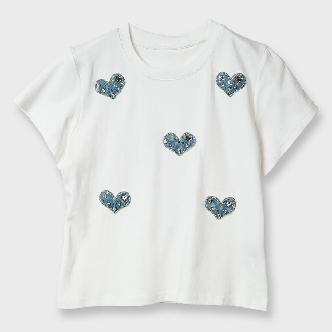 ブラック Tシャツ ポケット付き ビジュー装飾