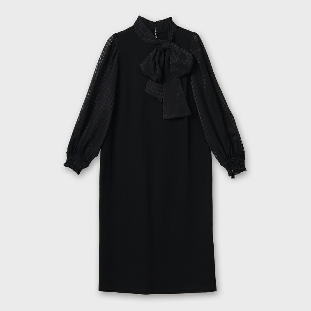 手洗い可】ダイヤ ジャカード リボン タイ ワンピース – 銀座マギー