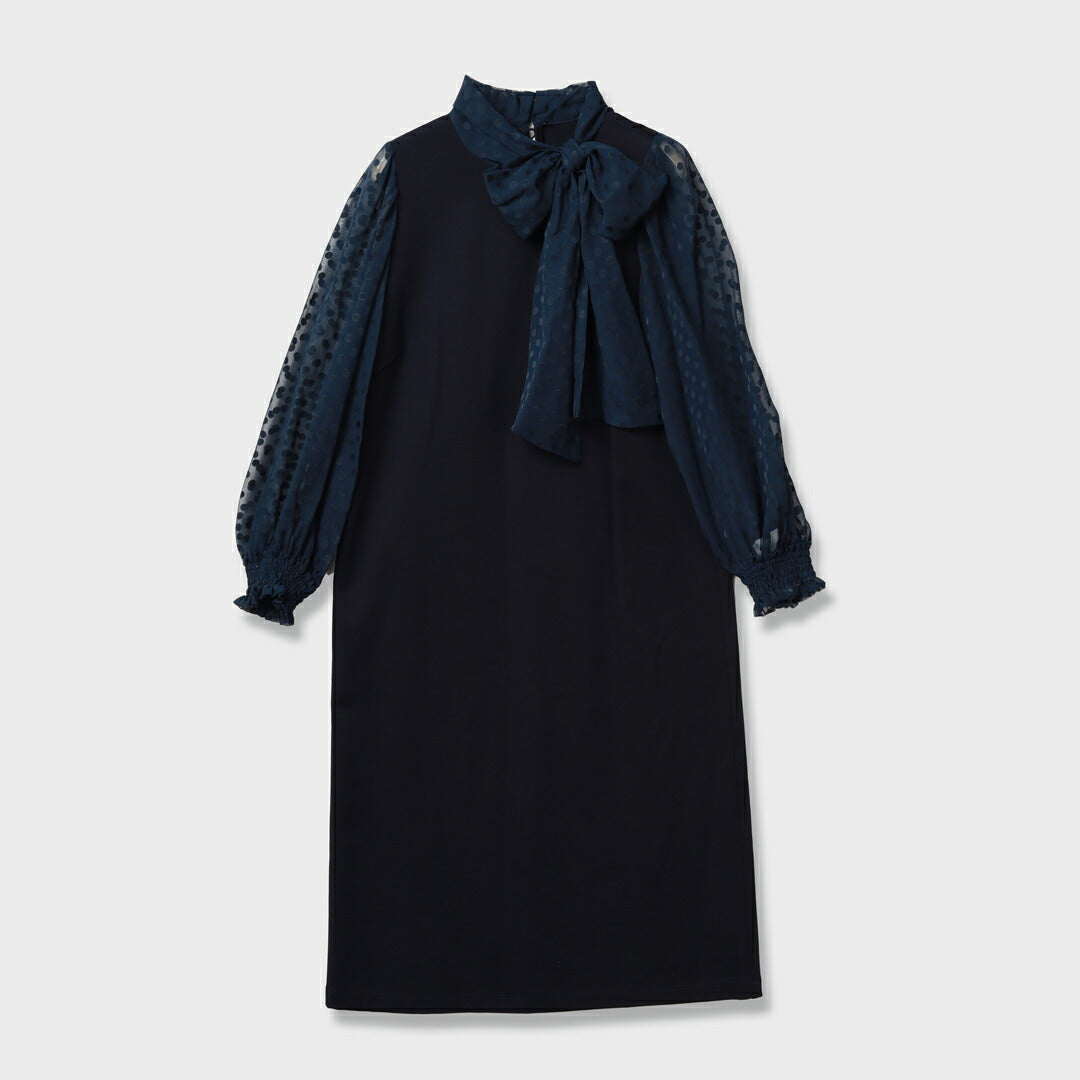 手洗い可】シアー ドット スリーブ ワンピース – 銀座マギー公式