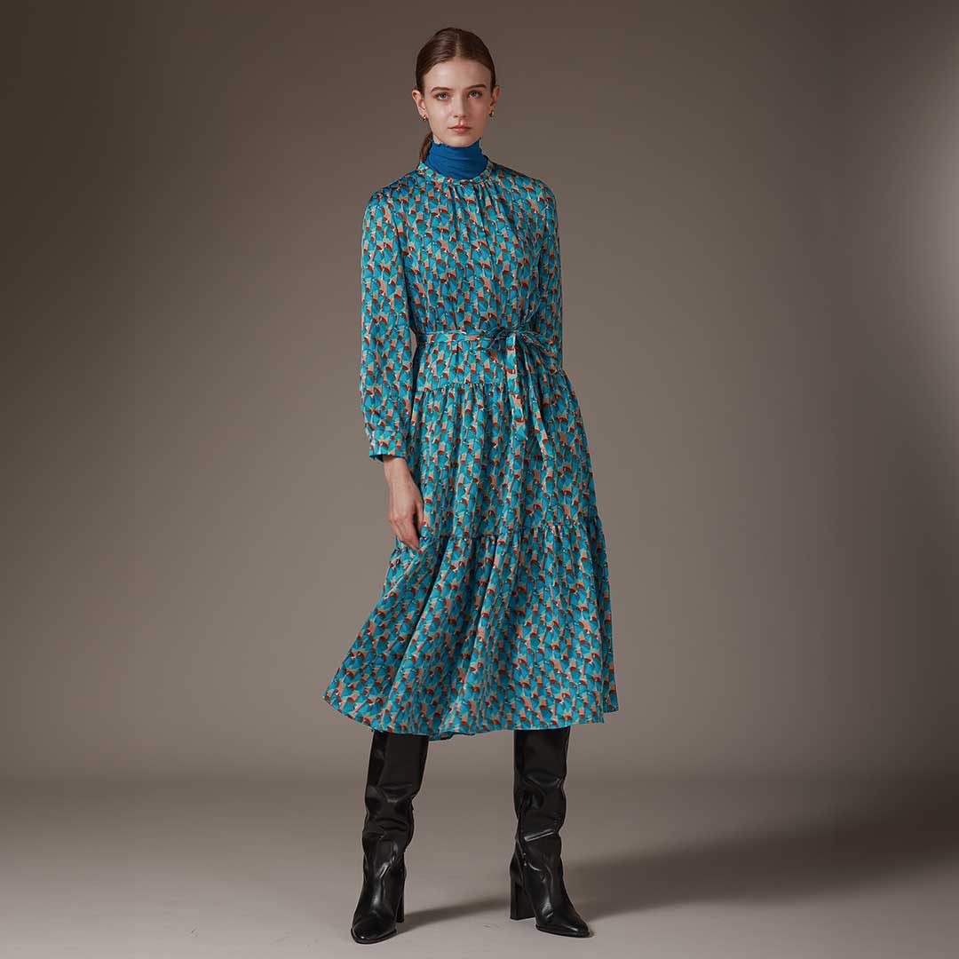 手洗い可】PLATINE ジオメトリックプリント ティアード