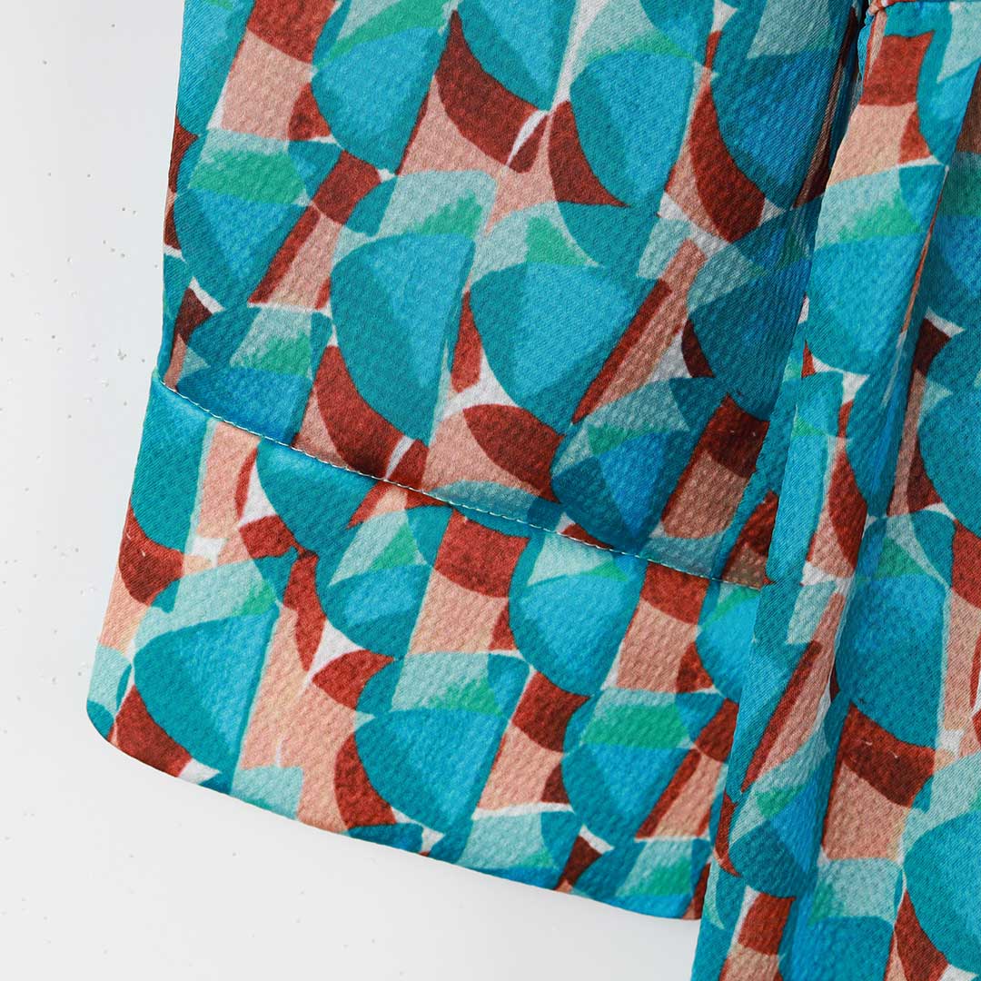 みる 手洗いできるジオメトリックストレッチワンピース きれいめ/洗える/夏ワンピ】ジオメトリック柄ワンピース（マキシ