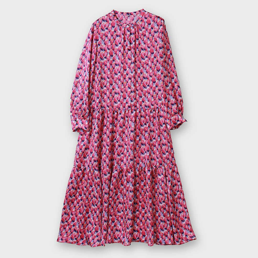 手洗い可】PLATINE ジオメトリックプリント ティアード