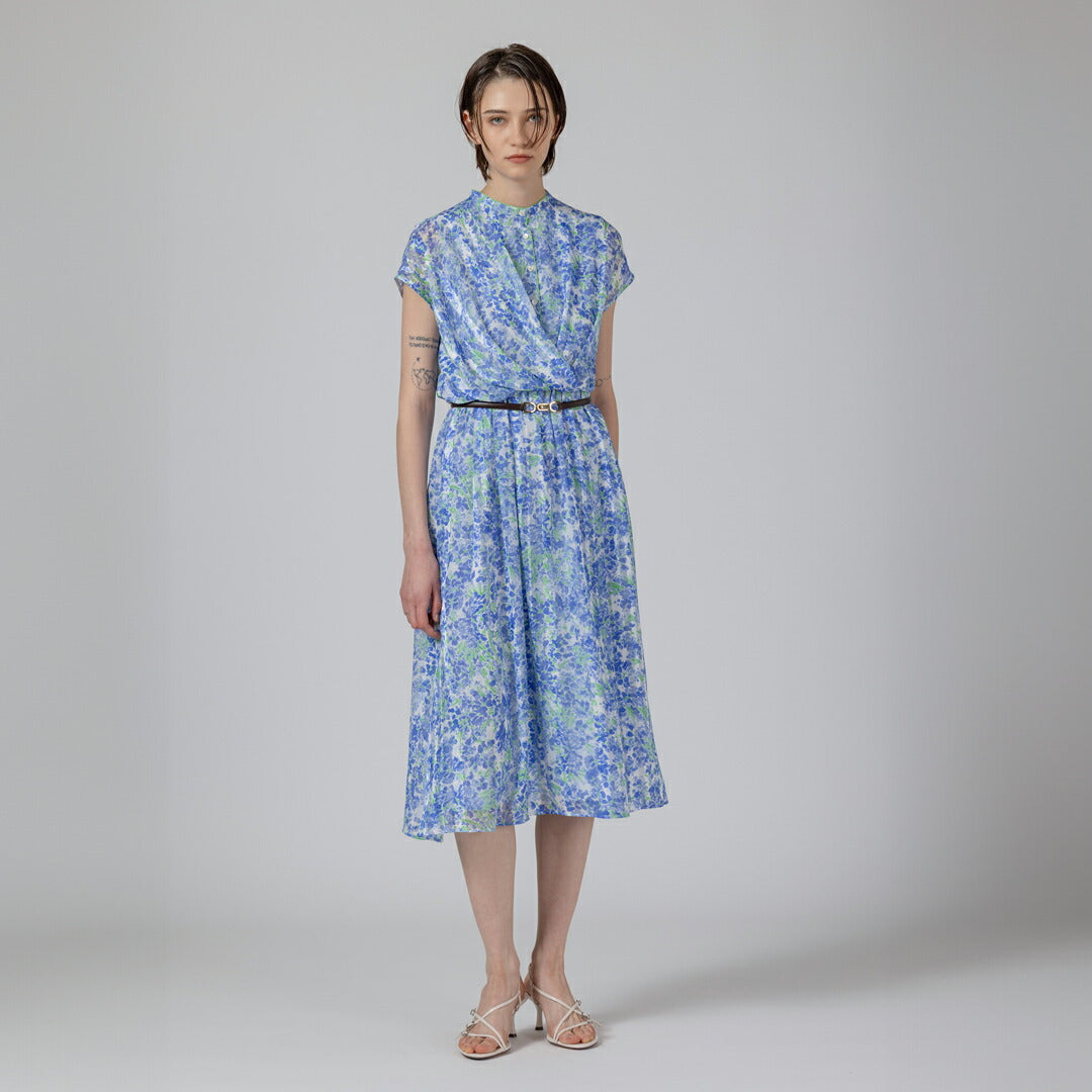 みーきさま専用♡a+koloni♡麻カシュクールワンピース♡ 手洗い可】PLATINE Dot flower プリント カシュクール ワンピース