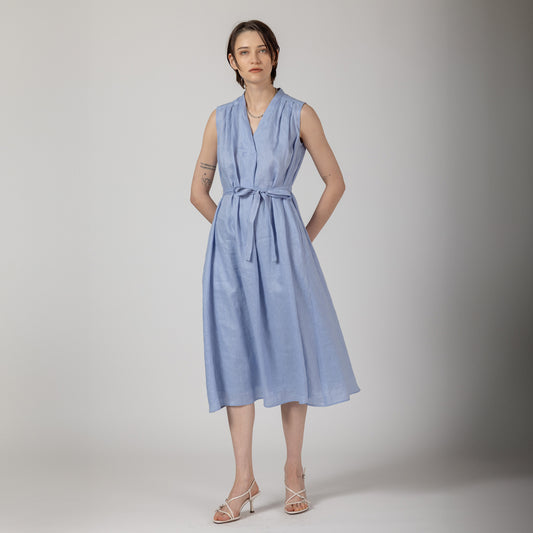 【手洗い可】PLATIN Linen スキッパー ワンピース