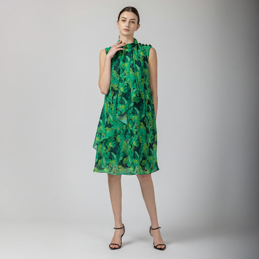 Original Leaf Pattern Print ノースリーブ ワンピース