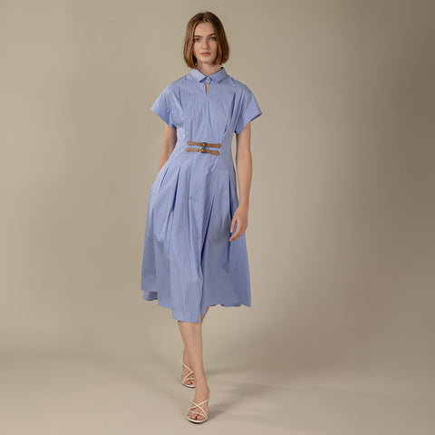 Comfortable Clothes クラシック フィット＆フレア シャツ ワンピース