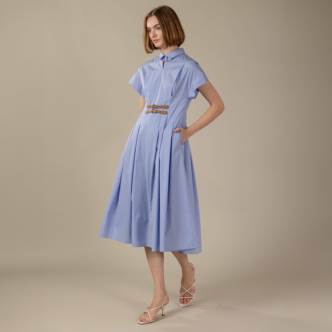 Comfortable Clothes クラシック フィット＆フレア シャツ ワンピース