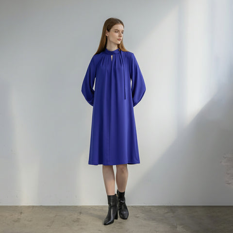 Comfortable Clothes ギャザーデザイン キーホールネック ワンピース