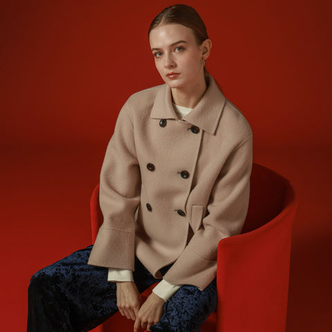 PLATINE wool rever シャギー ダブルコート