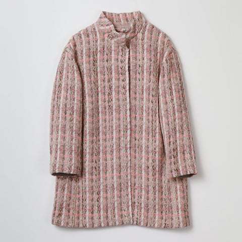 イタリア製ツイード スタンドカラーコート