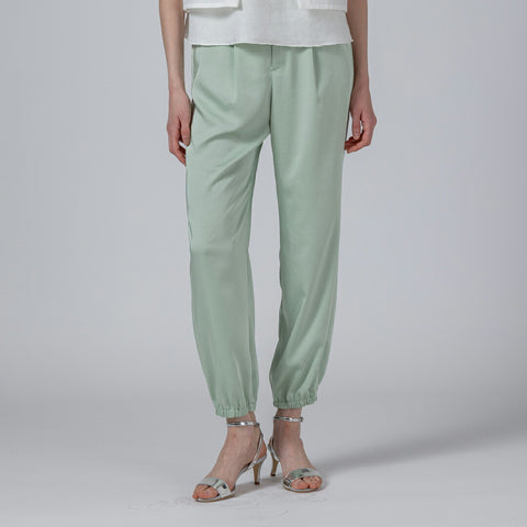 【手洗い可】PLATINE Satin ギャザー パンツ