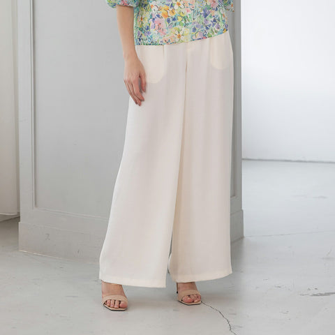 【手洗い可】PLATINE French twill フロントタック入り ワイドパンツ