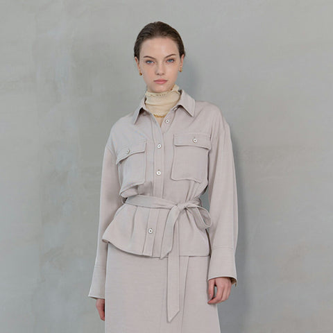 【手洗い可】PLATINE French twill シャツ ブルゾン