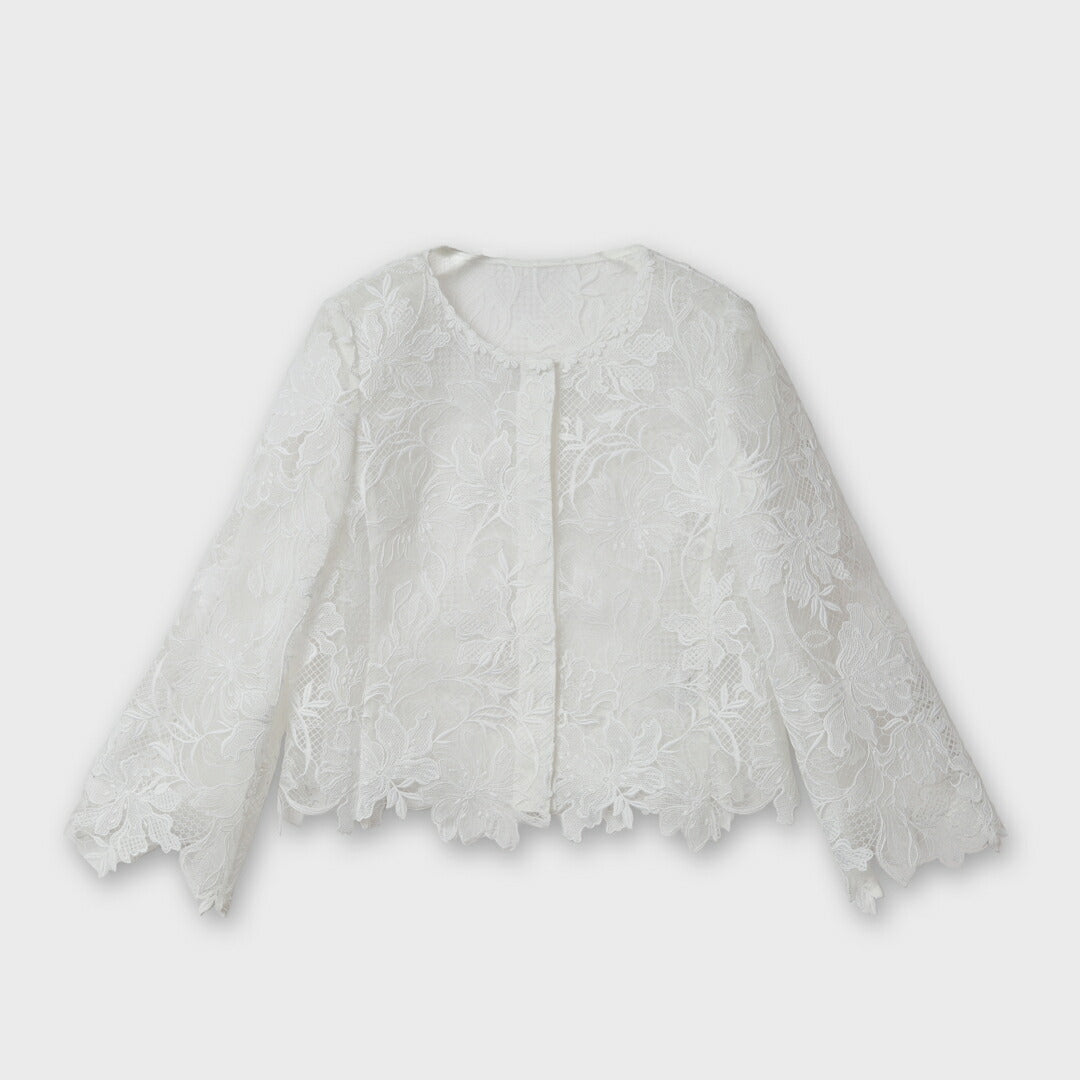 (新品)トリイユキ　フラワーレース　ノーカラージャケット　希少　一点もの Styling Variation ユリ柄フラワーレース ノーカラージャケット – 銀座