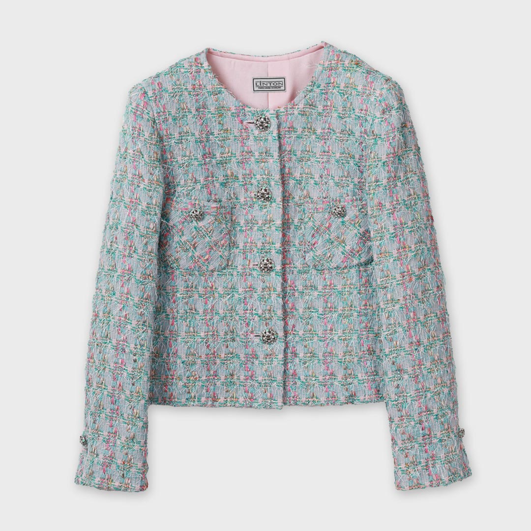Classic Elegance ファンシー サマーツイード ノーカラー ジャケット