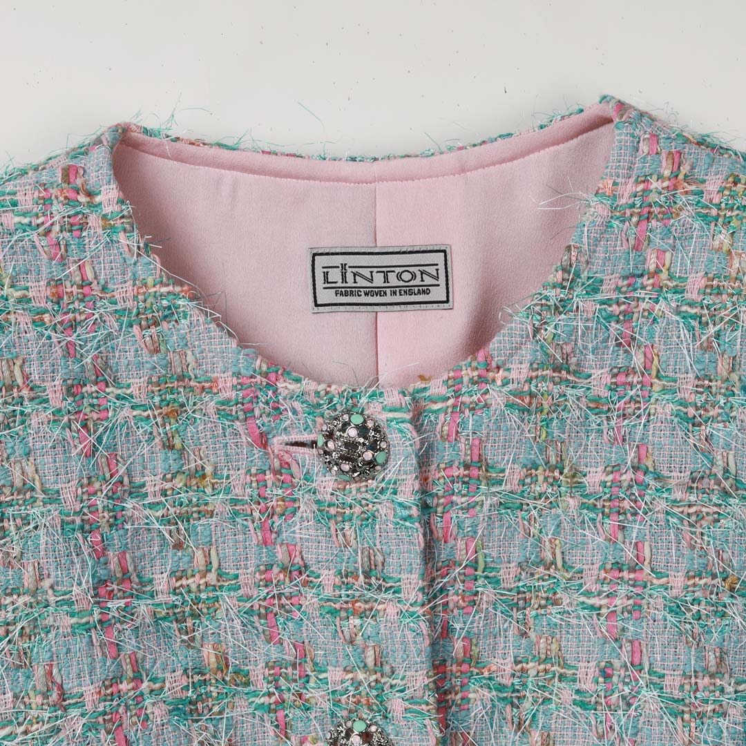 Classic Elegance ファンシー サマーツイード ノーカラー ジャケット