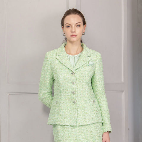 Classic Elegance スリムラペル サマー ファンシーツイード ジャケット