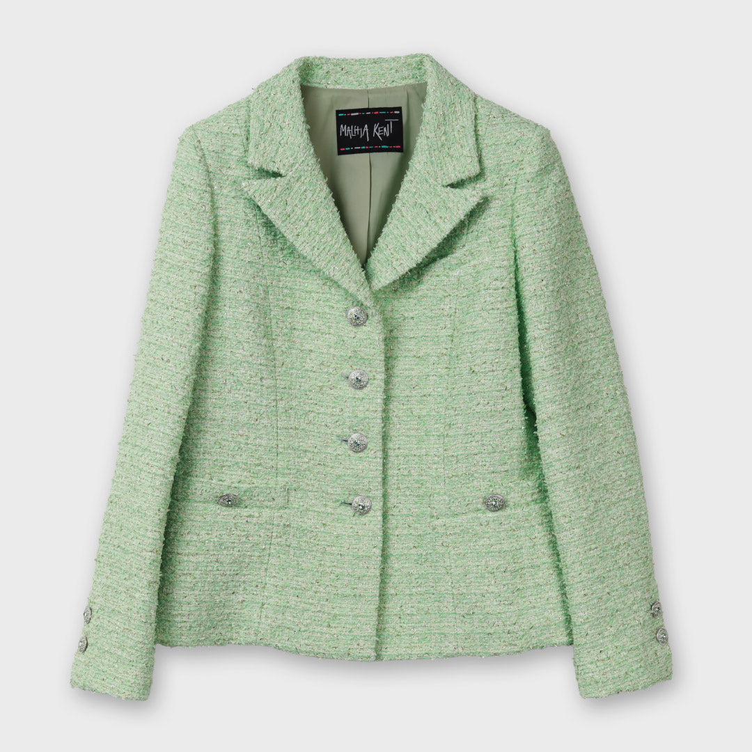 Classic Elegance スリムラペル サマー ファンシーツイード ジャケット