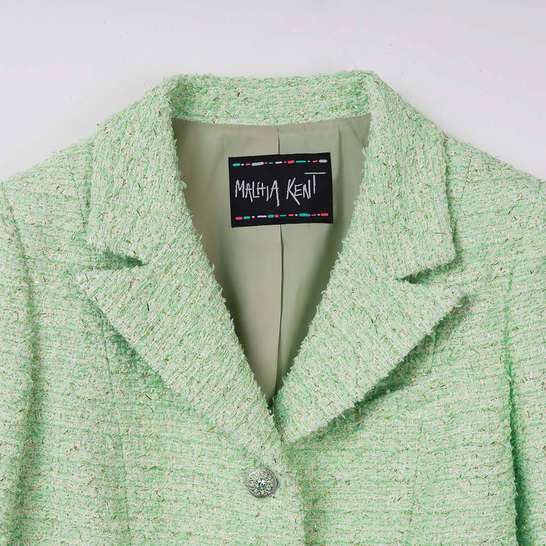 Classic Elegance スリムラペル サマー ファンシーツイード ジャケット