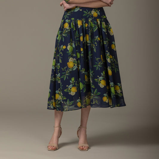 LEMON&LIME&Olive Print スカート