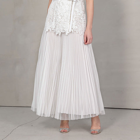 Styling Variation ユリ柄フラワーレース チュールネット プリーツスカート
