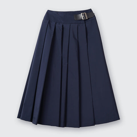 Classic Taffeta バックル付きミディアムプリーツスカート