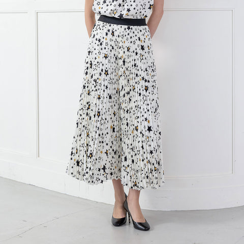 Styling Variation 星プリント アコーディオンプリーツ スカート