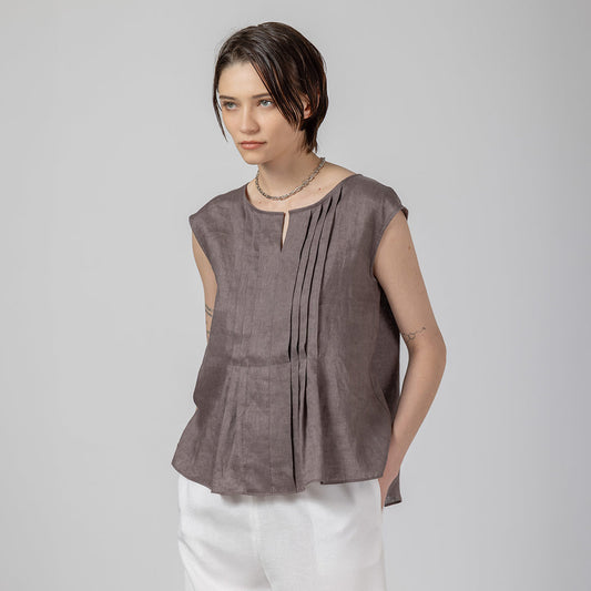 【手洗い可】PLATINE Linen フレンチブラウス