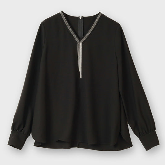 Polyester material with Ball chains ブラウス