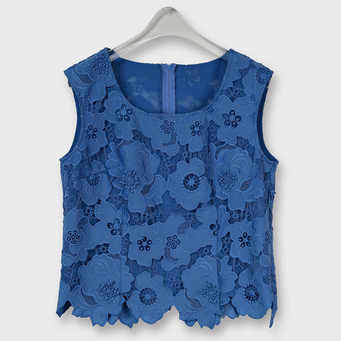 Comfortable Clothes 総レース ノースリーブ ブラウス