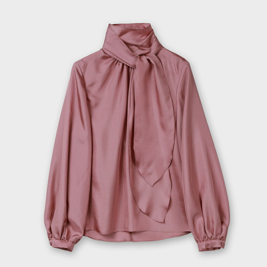 手洗い可】Fresh Color Options サテンタッチ ボウタイ ブラウス