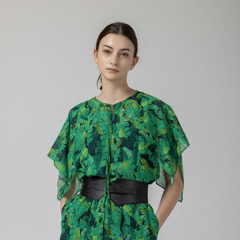Original Leaf Pattern Print ブラウス