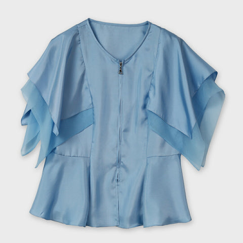 New Standard & New Basic フロントファスナー ペプラム ブラウス