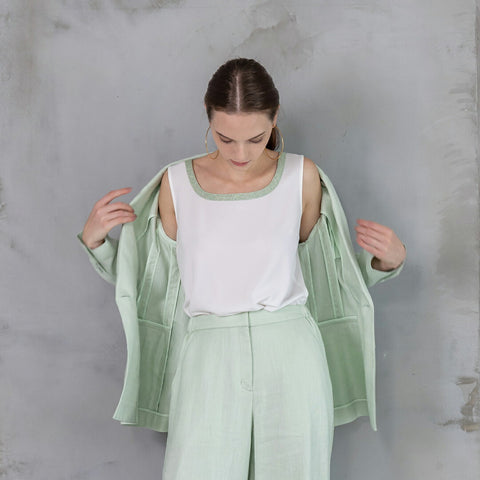 【手洗い可】Natural Elegance スクエアネック ブレード ブラウス