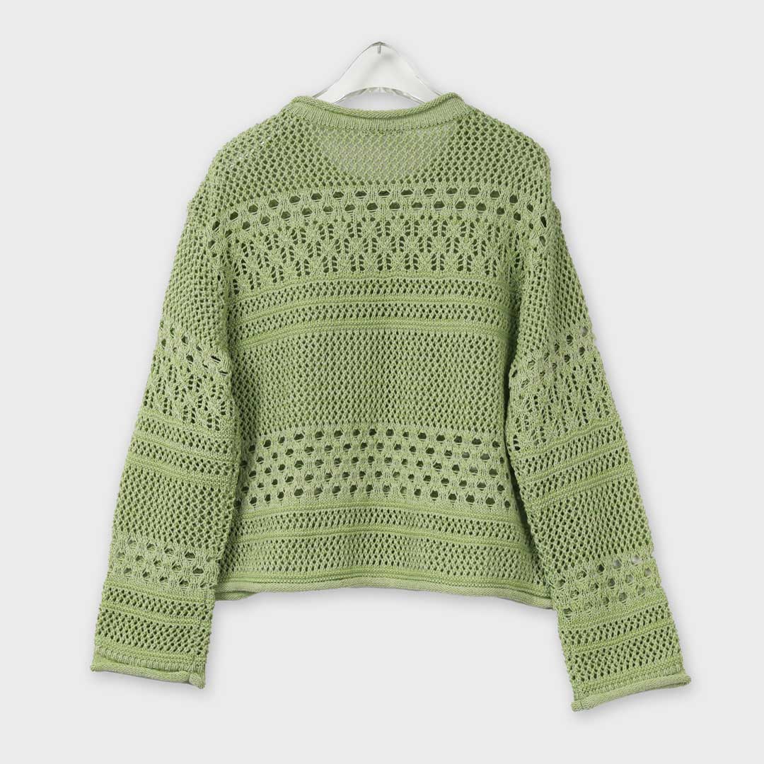 エディットフォールル ニット クロシェ グリーン Cookie Chocolate / ケーブル編みクロップドニット11-161577