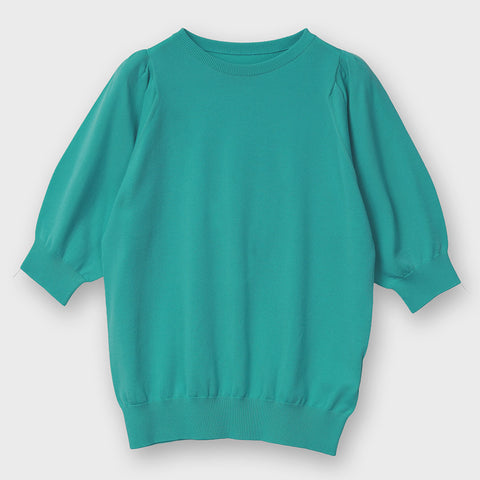 【手洗い可】PLATINE Soft luster パフスリーブ ニット プルオーバー