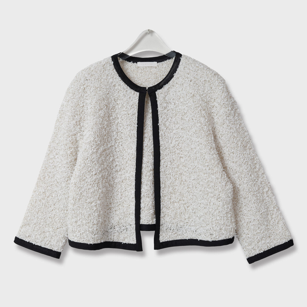 手洗い可】シャイニー ペーパーモール クルーネック カーディガン