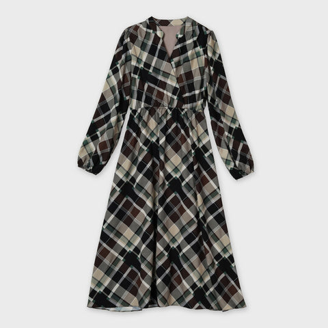 ウエスト ギャザー フレア ワンピース